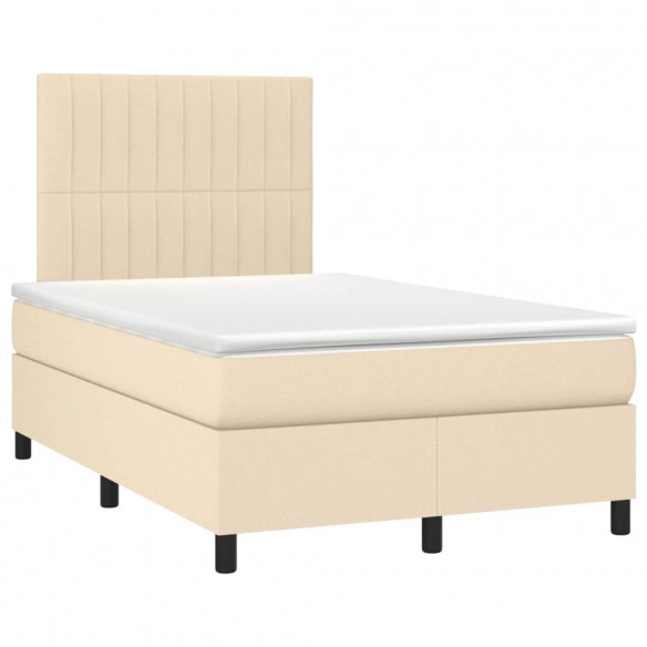 Cadre de lit matelas et LED crème 120x190 cm tissu