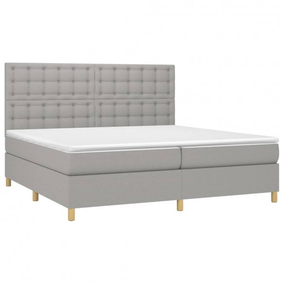 Cadre de lit avec matelas Gris clair 200x200cm Tissu