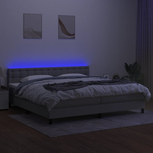 Cadre de lit matelas LED Gris clair 200x200 cm Tissu