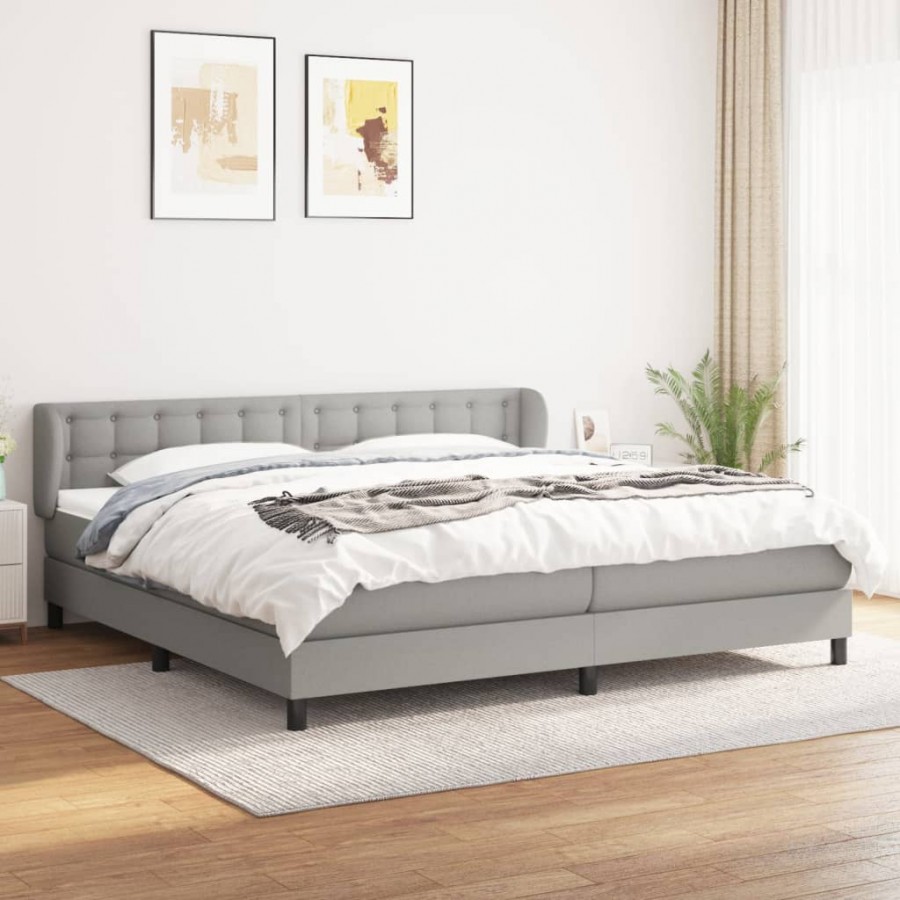 Cadre de lit avec matelas Gris clair 200x200cm Tissu