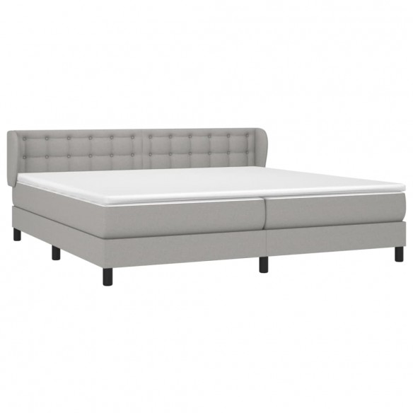 Cadre de lit avec matelas Gris clair 200x200cm Tissu