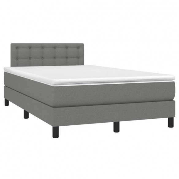 Cadre de lit avec matelas Gris foncé 120x200cm Tissu