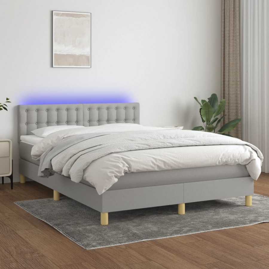 Cadre de lit et matelas et LED Gris...