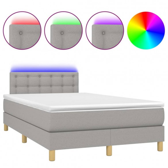 Cadre de lit matelas LED Gris clair 120x200 cm Tissu