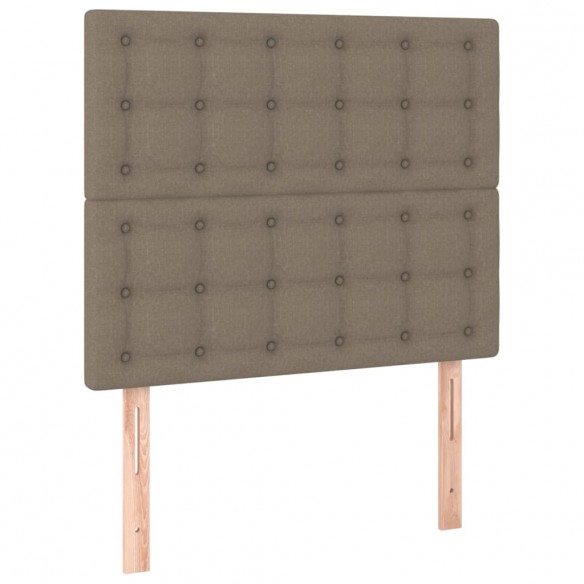 Cadre de lit et matelas et LED Taupe 90x200 cm Tissu