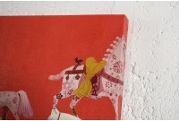 Tableau design 120x90 cm en toile coloris rouge