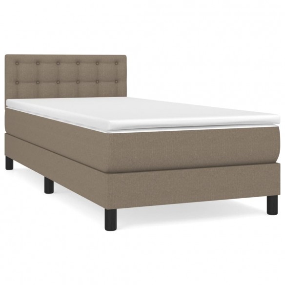 Cadre de lit avec matelas Taupe 90x190 cm Tissu