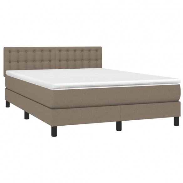 Cadre de lit avec matelas LED Taupe 140x190 cm Tissu