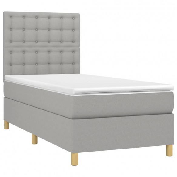 Cadre de lit et matelas Gris clair 90x190 cm Tissu