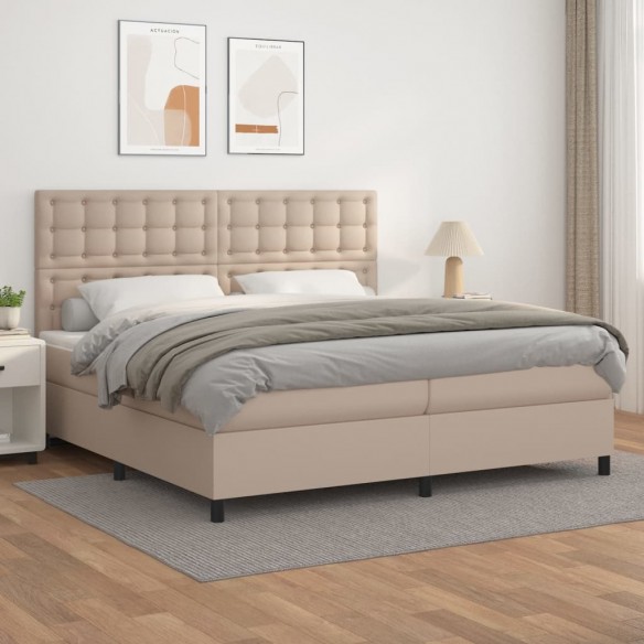 Cadre de lit avec matelas Cappuccino 200x200 cm