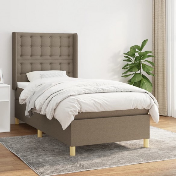 Cadre de lit avec matelas Taupe 80x200 cm Tissu