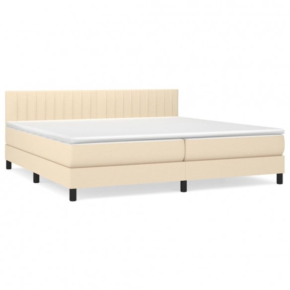 Cadre de lit avec matelas Crème 200x200 cm Tissu