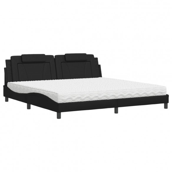 Lit avec matelas noir 200x200 cm similicuir