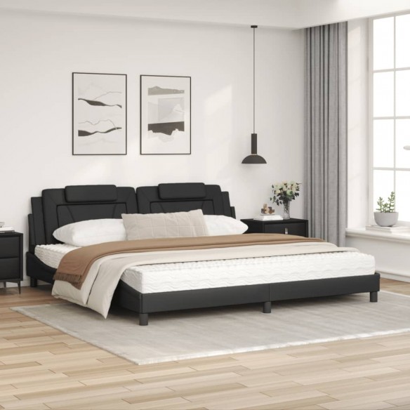 Lit avec matelas noir 200x200 cm similicuir