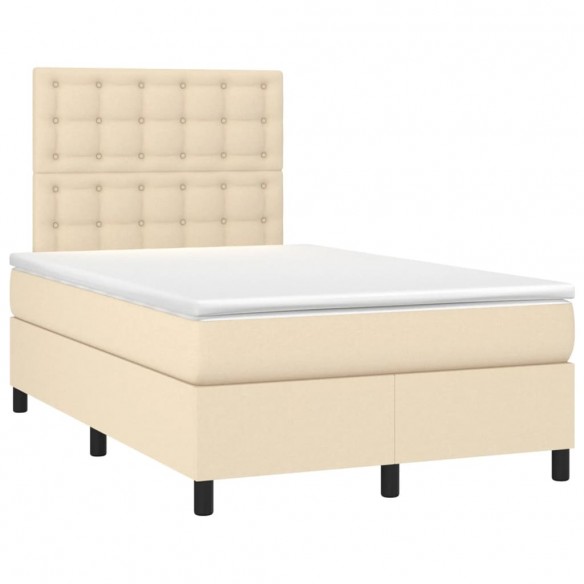 Cadre de lit matelas et LED crème 120x190 cm tissu