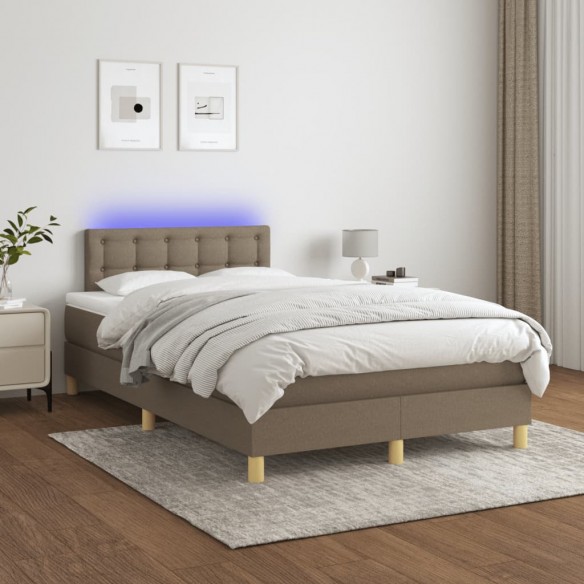 Cadre de lit matelas et LED taupe 120x190 cm tissu