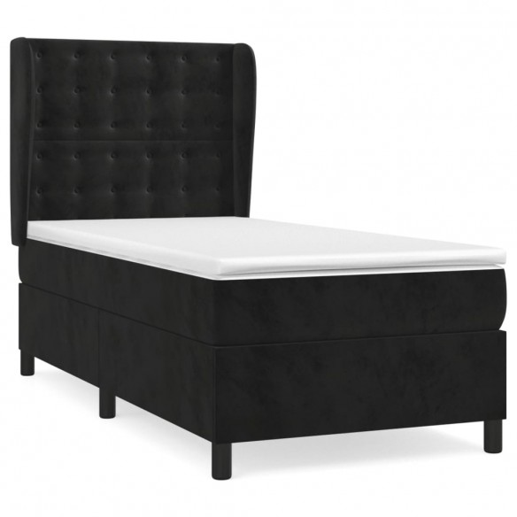 Cadre de lit avec matelas Noir 90x200 cm Velours