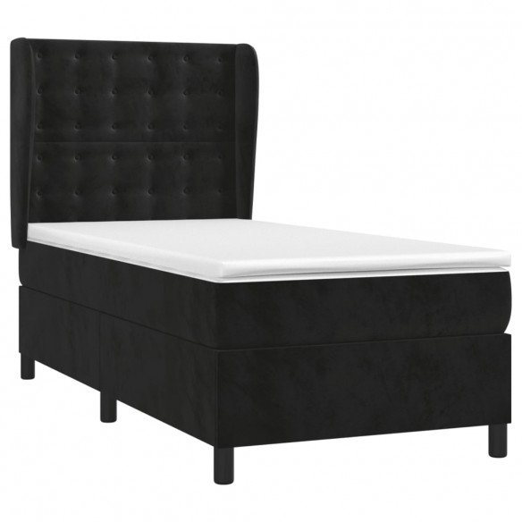 Cadre de lit avec matelas Noir 90x200 cm Velours