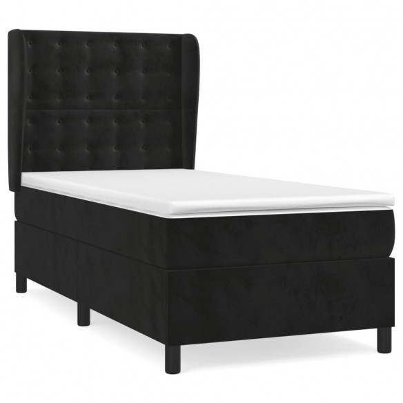 Cadre de lit avec matelas Noir 90x190 cm Velours