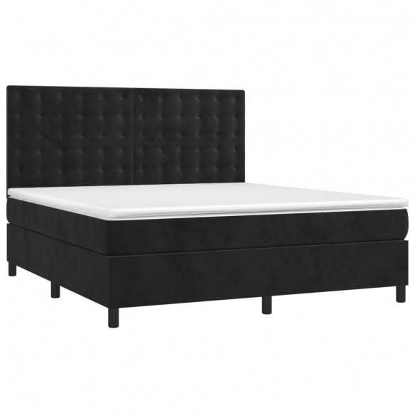 Cadre de lit avec matelas Noir 180x200 cm Velours