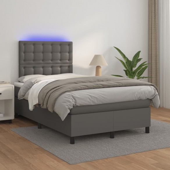 Cadre de lit matelas LED gris 120x190 cm similicuir