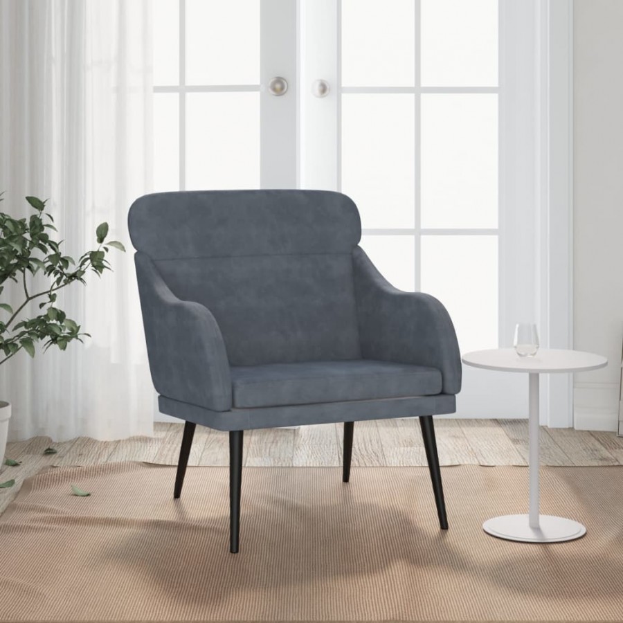 Fauteuil Gris foncé 63x76x80 cm Velours