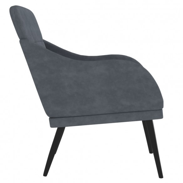 Fauteuil Gris foncé 63x76x80 cm Velours