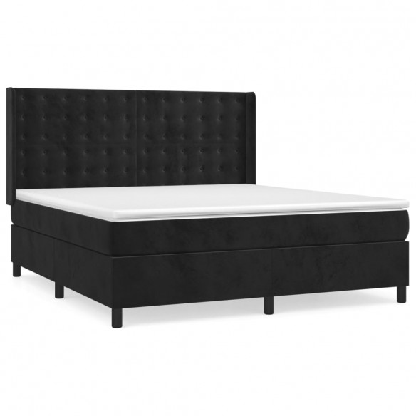 Cadre de lit avec matelas Noir 180x200 cm Velours