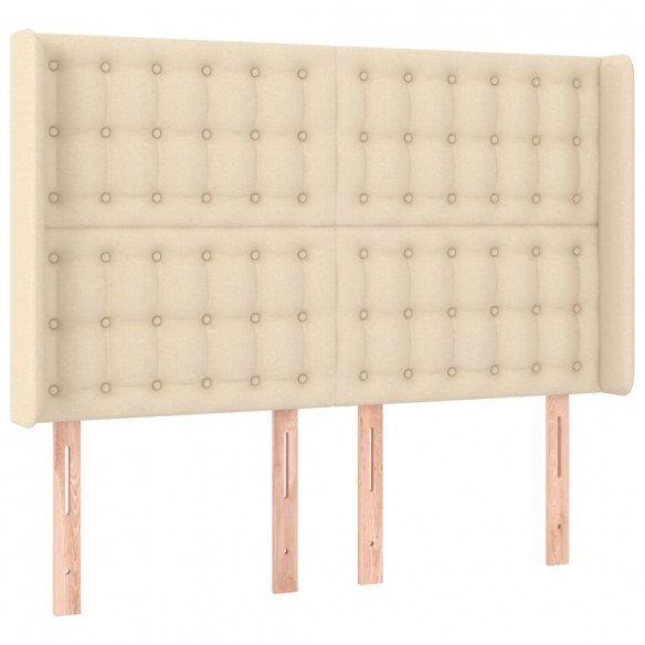 Cadre de lit matelas et LED Crème 140x200 cm Tissu