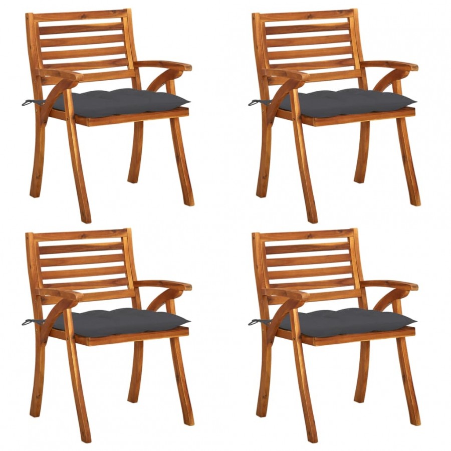 Chaises de jardin avec coussins 4 pcs Bois de teck solide