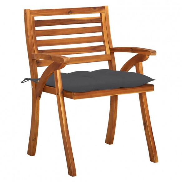 Chaises de jardin avec coussins 4 pcs Bois de teck solide