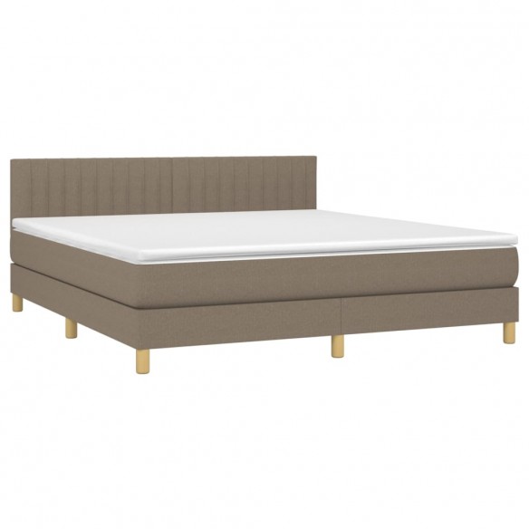 Cadre de lit avec matelas LED Taupe 180x200 cm Tissu