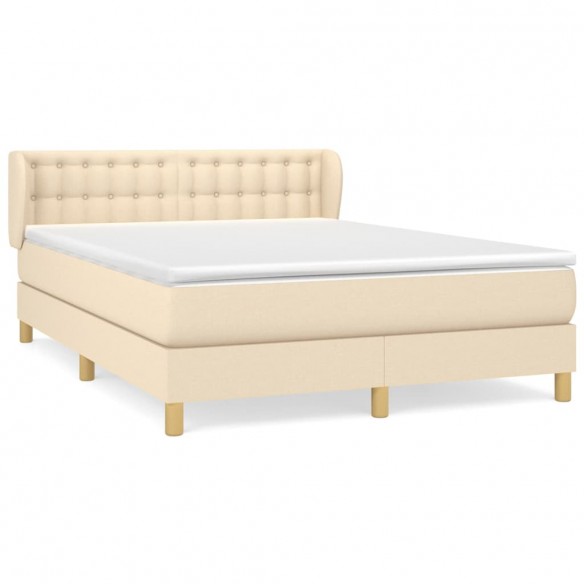 Cadre de lit avec matelas Crème 140x190 cm Tissu