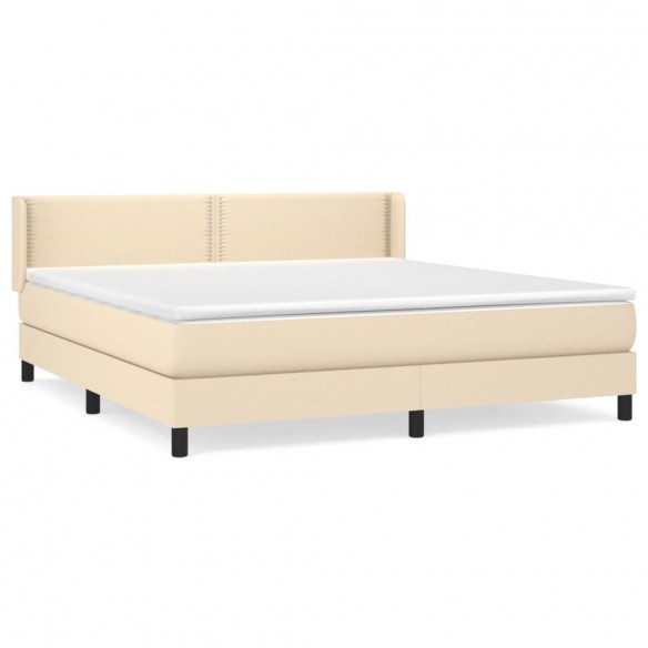 Cadre de lit avec matelas Crème 180x200 cm Tissu