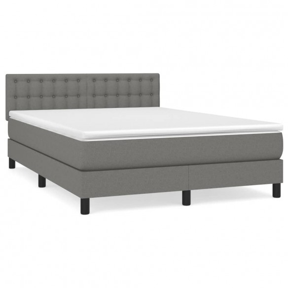 Cadre de lit avec matelas Gris foncé 140x200cm Tissu