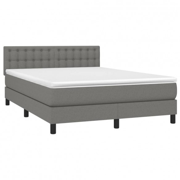 Cadre de lit avec matelas Gris foncé 140x200cm Tissu