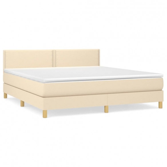 Cadre de lit avec matelas Crème 180x200 cm Tissu