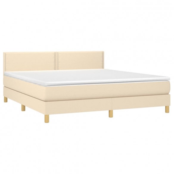 Cadre de lit avec matelas Crème 180x200 cm Tissu