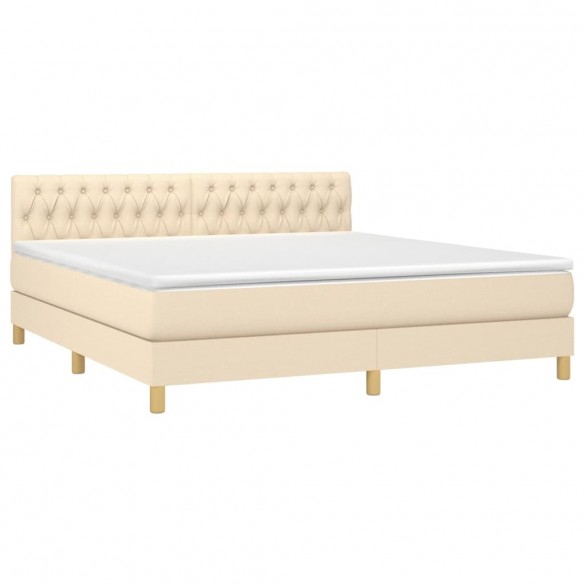 Cadre de lit avec matelas LED Crème 180x200 cm Tissu