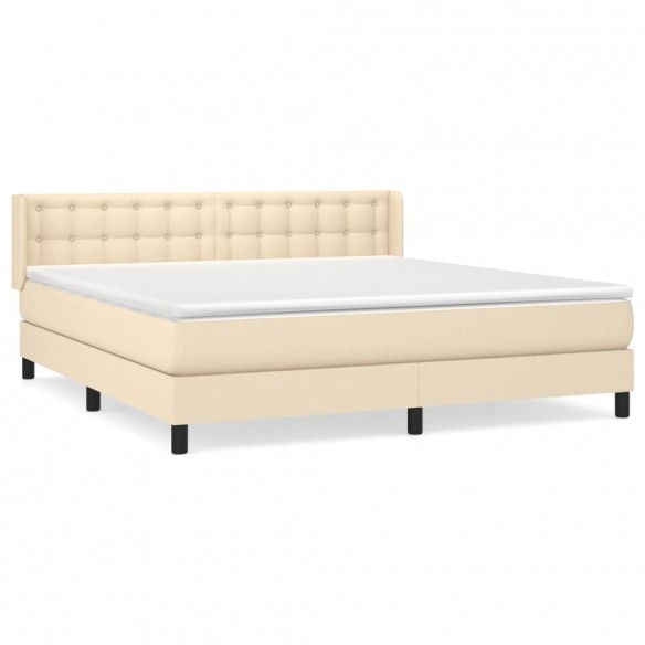 Cadre de lit avec matelas Crème 180x200 cm Tissu