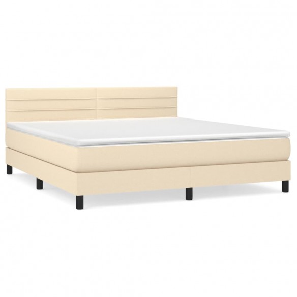 Cadre de lit avec matelas Crème 180x200 cm Tissu