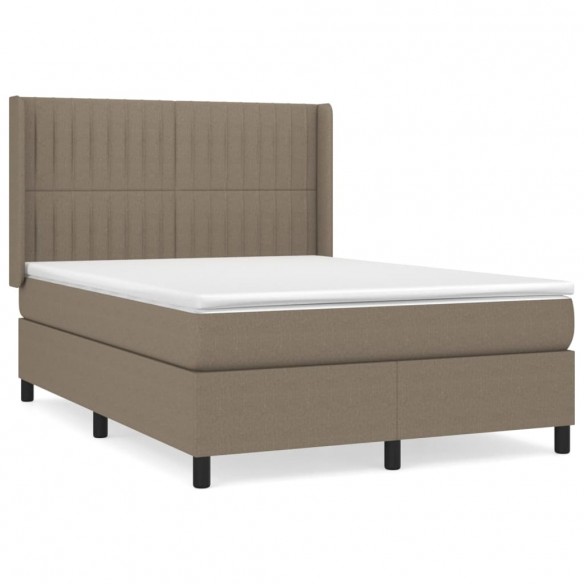 Cadre de lit avec matelas Taupe 140x200 cm Tissu