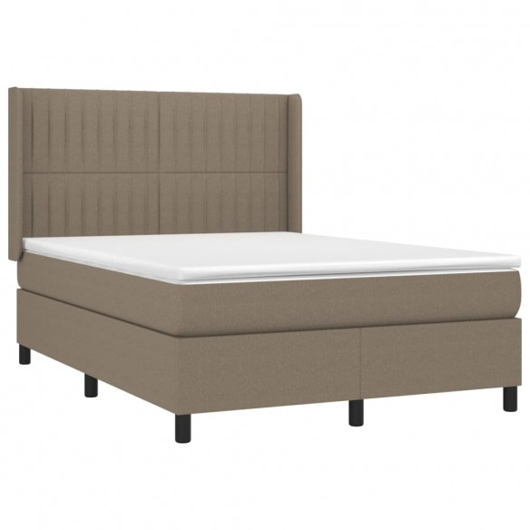 Cadre de lit avec matelas Taupe 140x200 cm Tissu