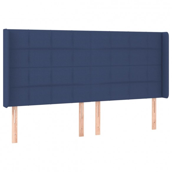 Cadre de lit matelas et LED Bleu 160x200 cm Tissu