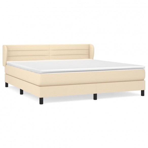 Cadre de lit avec matelas Crème 160x200 cm Tissu