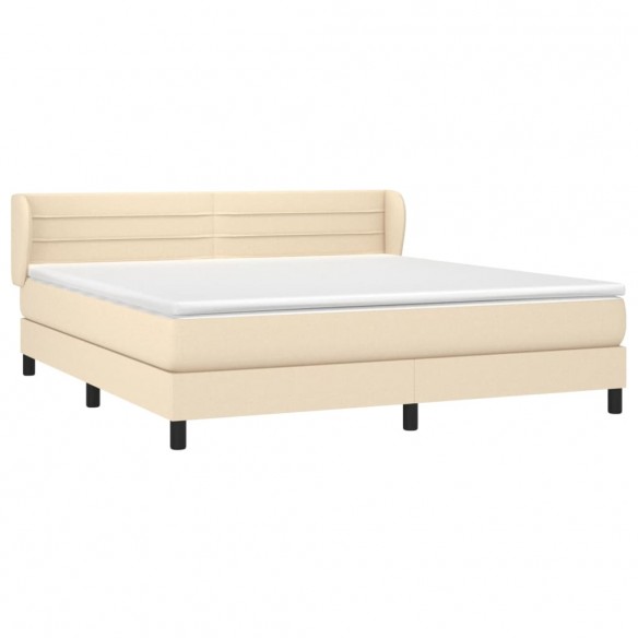 Cadre de lit avec matelas Crème 160x200 cm Tissu