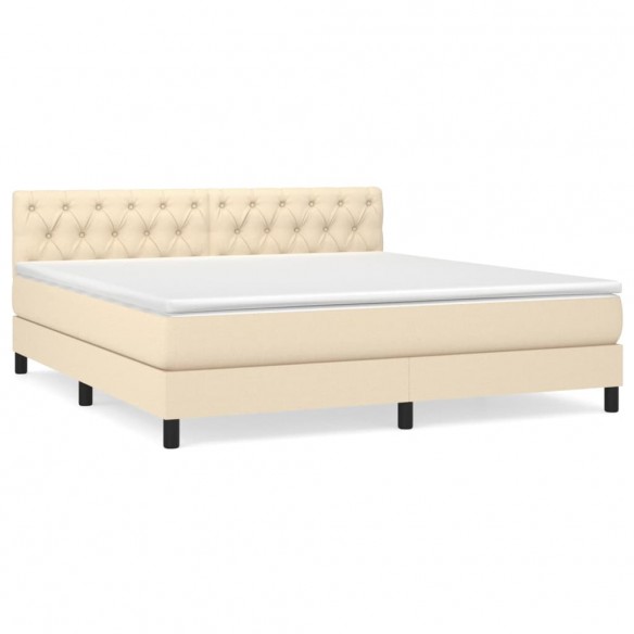 Cadre de lit avec matelas Crème 160x200 cm Tissu