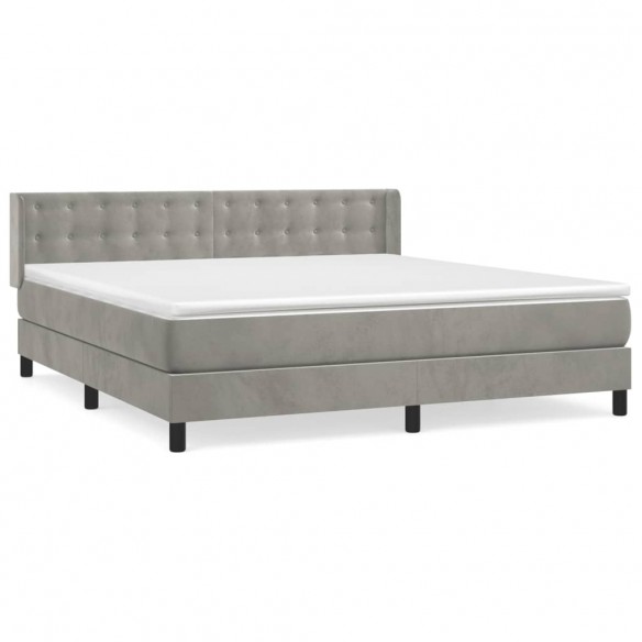 Cadre de lit et matelas Gris clair 180x200cm Velours