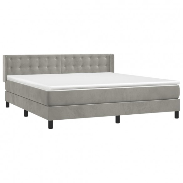 Cadre de lit et matelas Gris clair 180x200cm Velours