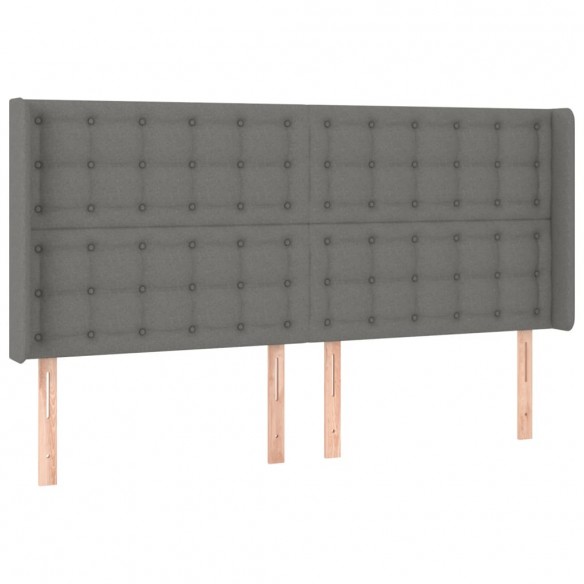 Cadre de lit matelas LED Gris foncé 180x200 cm Tissu